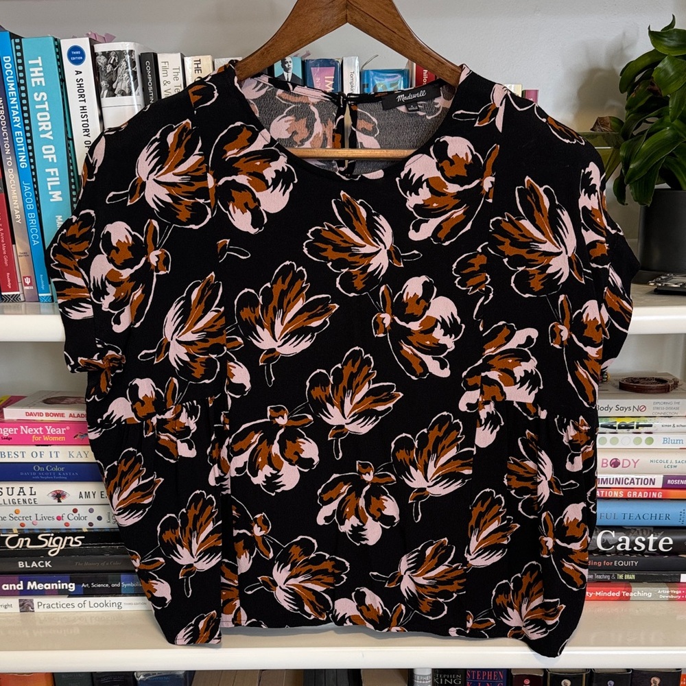 Madewell Floral Black, Brown and Pink Women's Top